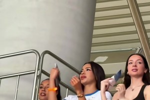 很热啊！克雷桑女朋友来深圳现场督战